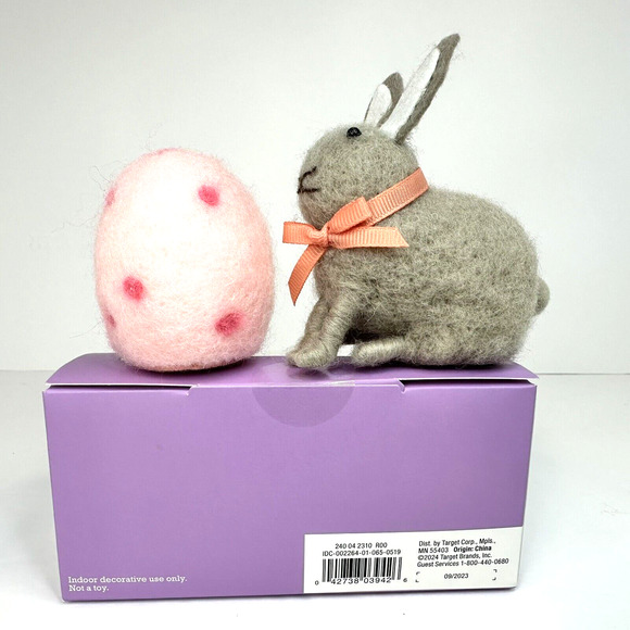 Spritz Mini Felt Bunny Rabbit &‎ Egg Spring Easter Decor Polka Dot 2 Pack NEW - Picture 4 of 9